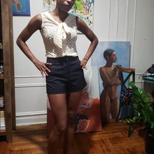 Love Moschino Lace Blouse with Bow